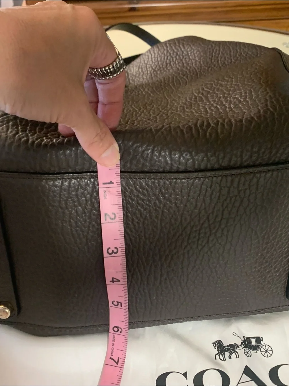 Coach Edie Shoulder Bag in Chestnut and Light Gold EUC.